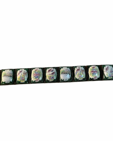 Antique ceramic Handmade Persian Story book bracelet brass