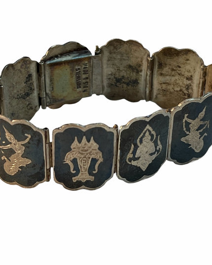 Antique Siam Sterling Bracelet Buddah Asian