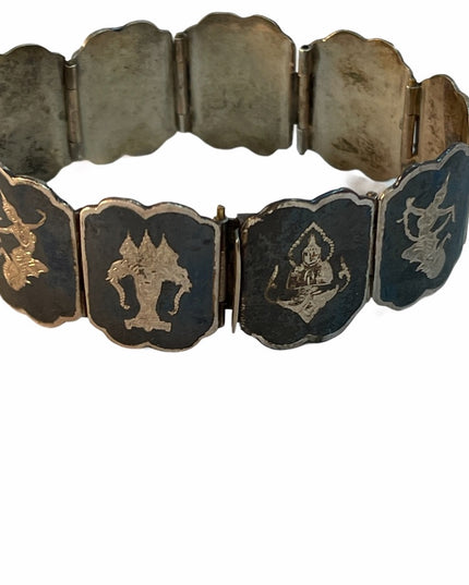Antique Siam Sterling Bracelet Buddah Asian