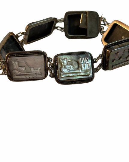 Antique Sterling silver abalone Greek Story cameo