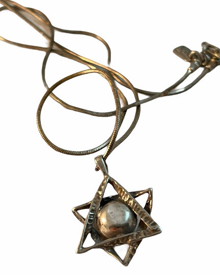 Sterling silver 6 point star on sterling chain with pearl