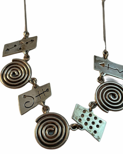 Sterling silver artesian Symbols heavy necklace