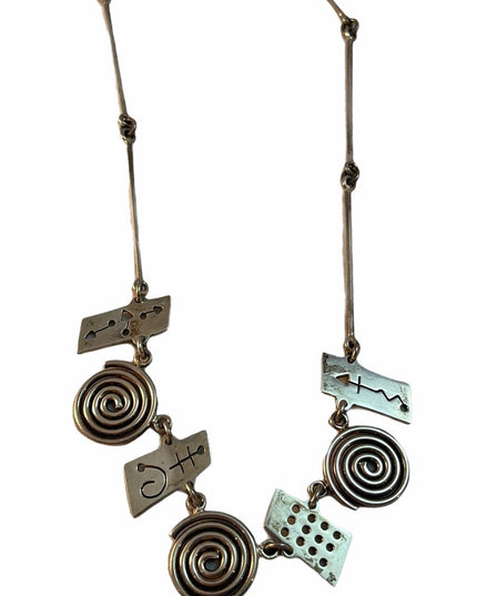 Sterling silver artesian Symbols heavy necklace