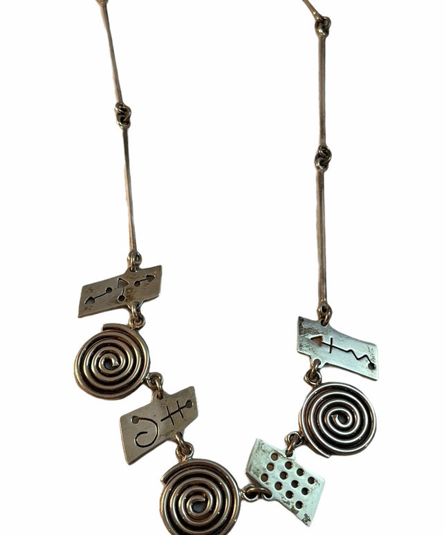 Sterling silver artesian Symbols heavy necklace