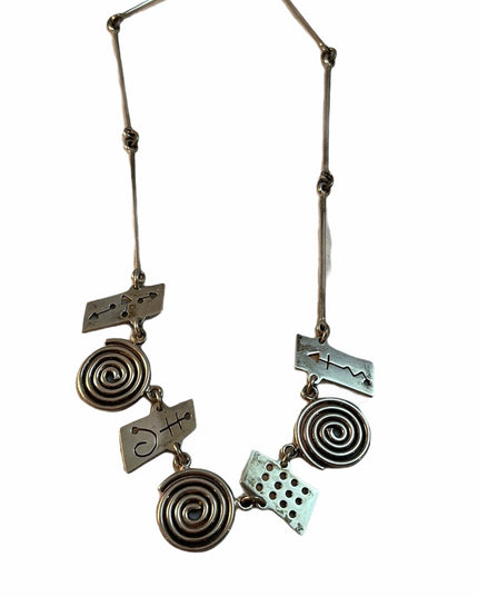 Sterling silver artesian Symbols heavy necklace