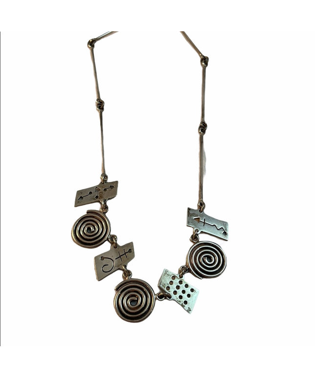 Sterling silver artesian Symbols heavy necklace