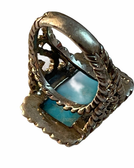 Vintage Designer sterling silver Lg ring Turquoise