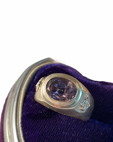 Vintage Celtic symbol sterling amethyst ring
