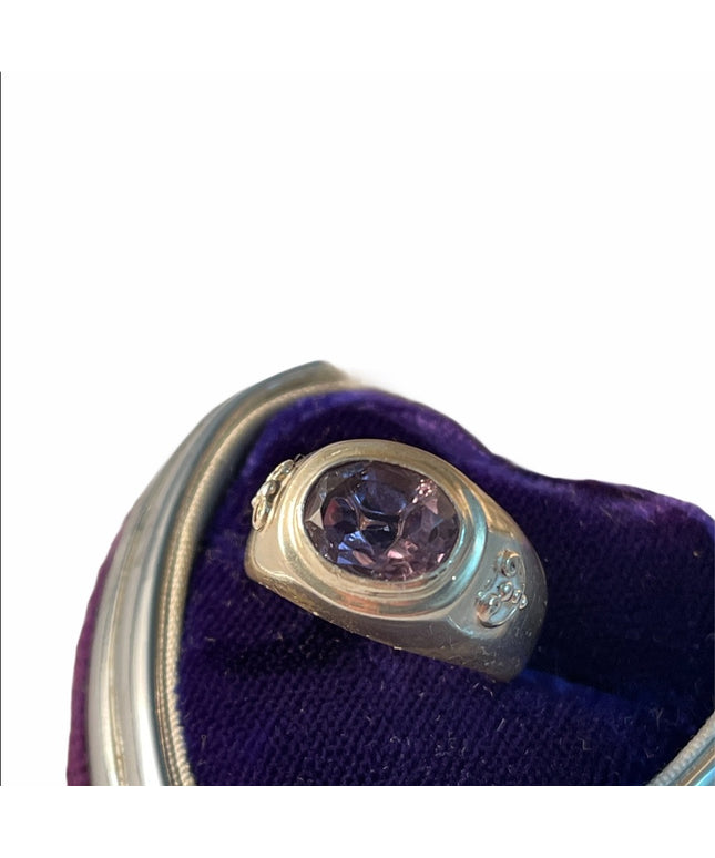 Vintage Celtic symbol sterling amethyst ring
