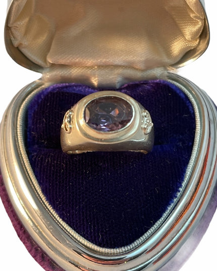 Vintage Celtic symbol sterling amethyst ring