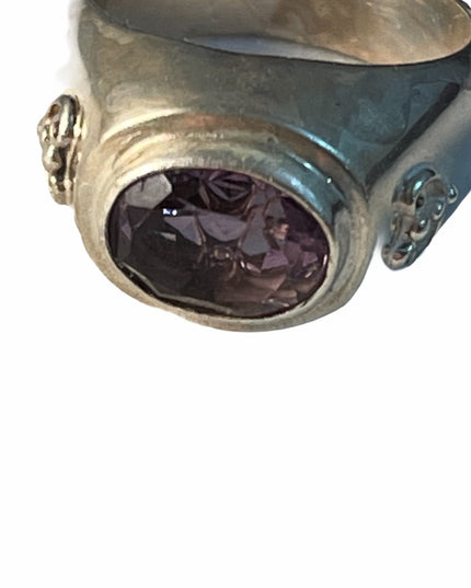 Vintage Celtic symbol sterling amethyst ring
