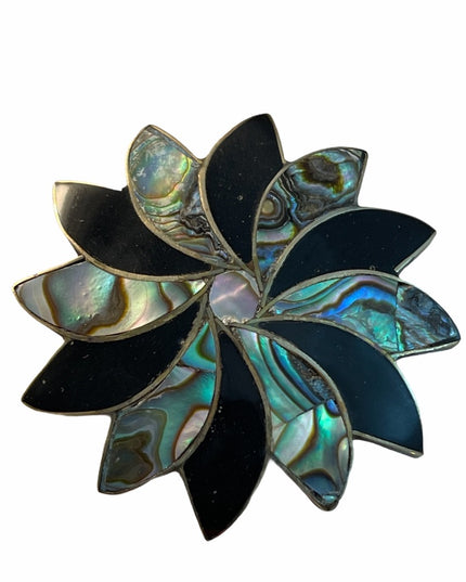 Vintage Alpaca Silver flower brooch