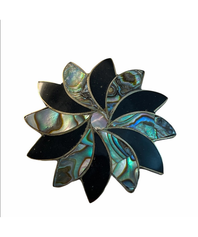 Vintage Alpaca Silver flower brooch