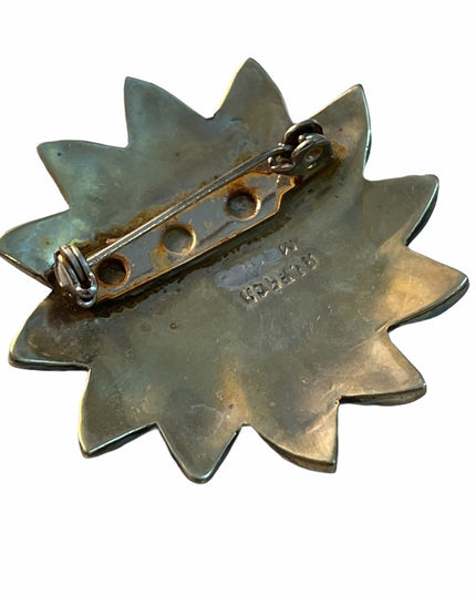 Vintage Alpaca Silver flower brooch