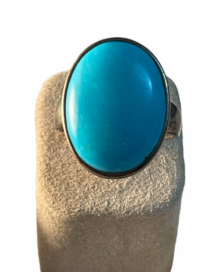 VTG large Sterling silver ring sz 10.5 Turquoise Southwestern