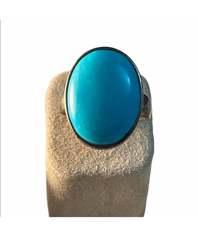 VTG large Sterling silver ring sz 10.5 Turquoise Southwestern