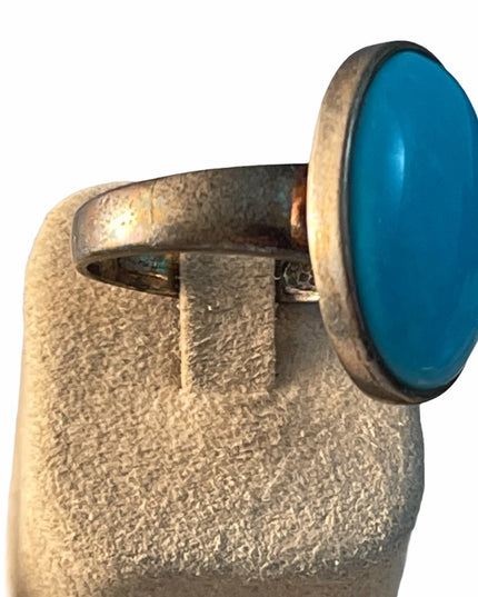 VTG large Sterling silver ring sz 10.5 Turquoise Southwestern