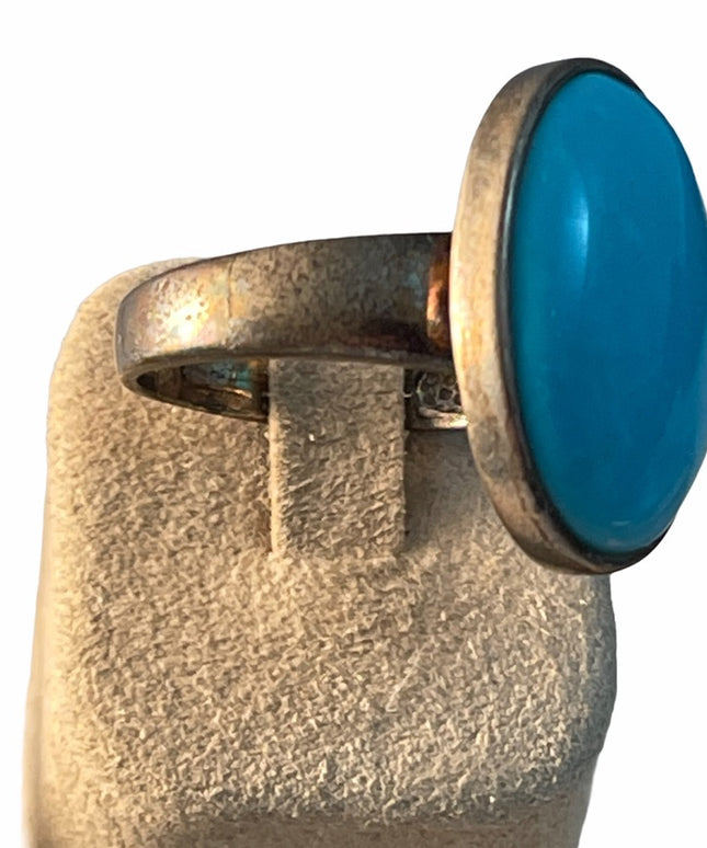 VTG large Sterling silver ring sz 10.5 Turquoise Southwestern