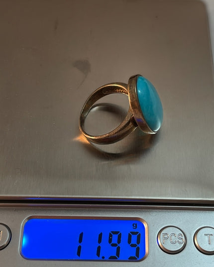 VTG large Sterling silver ring sz 10.5 Turquoise Southwestern