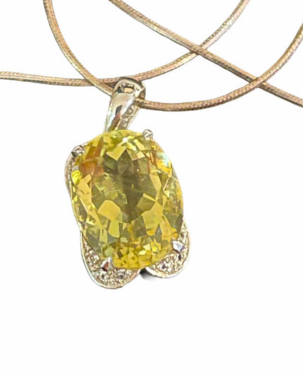 Sterling silver 925 lemon yellow stone pendant necklace
