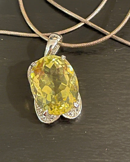 Sterling silver 925 lemon yellow stone pendant necklace
