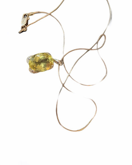 Sterling silver 925 lemon yellow stone pendant necklace