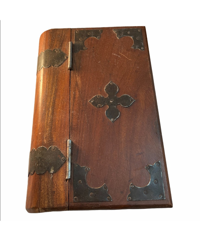 Victorian Bible box wood with brass accents