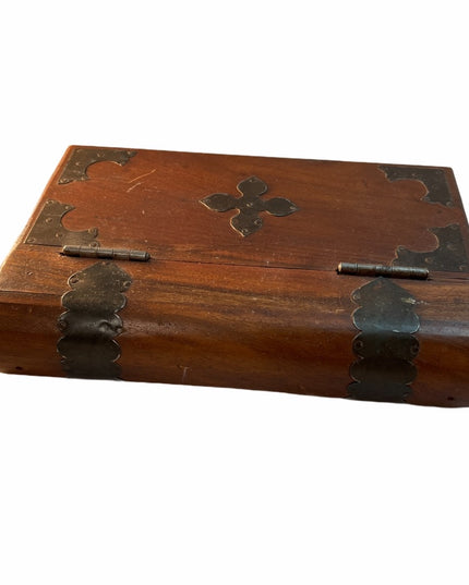 Victorian Bible box wood with brass accents