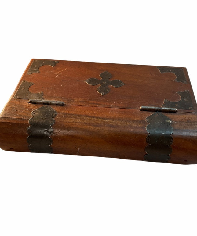 Victorian Bible box wood with brass accents