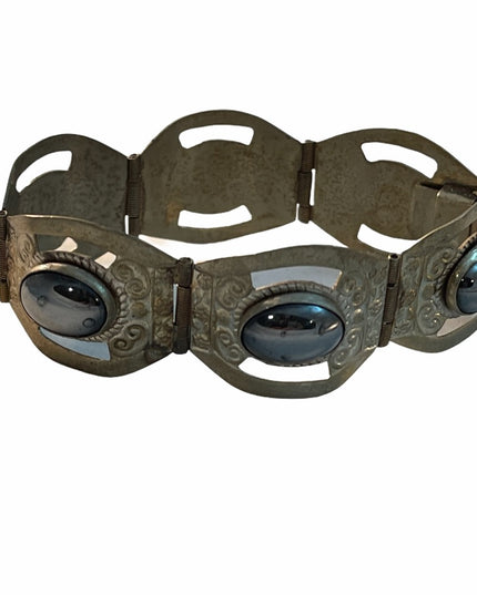 Vintage Alpaca Mexico Hematite bangle bracelet