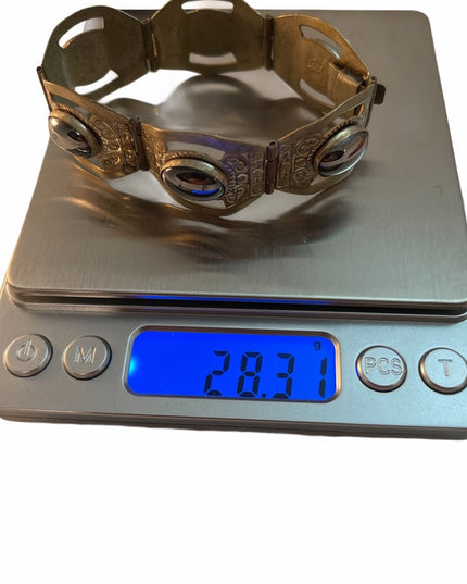 Vintage Alpaca Mexico Hematite bangle bracelet