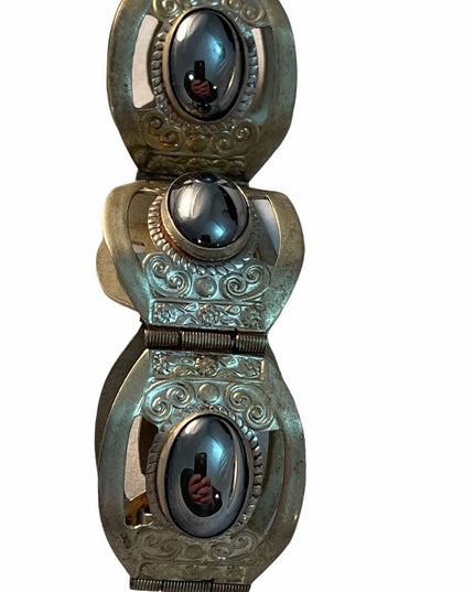 Vintage Alpaca Mexico Hematite bangle bracelet