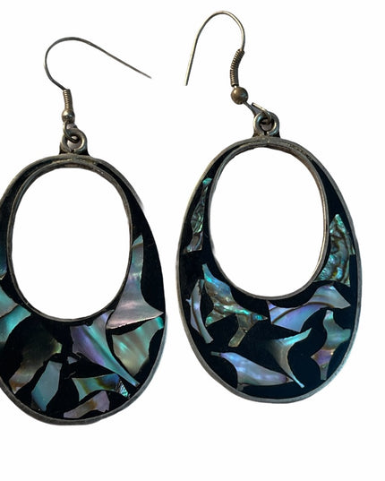 Vintage Alpaca Mexico Dangle earrings fancy design silver