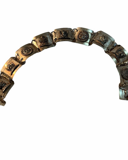 Vintage Sterling silver Peru Bracelet Gods sun Symbols
