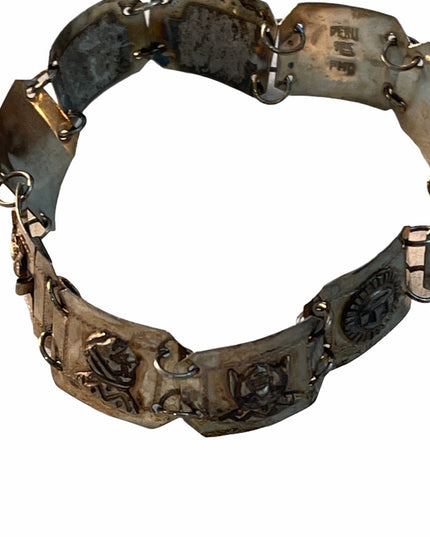 Vintage Sterling silver Peru Bracelet Gods sun Symbols