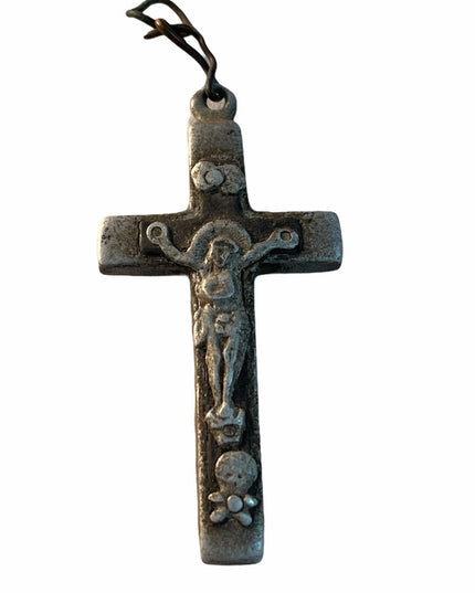 Victorian Crucifix pot metal pendant Antique 1800s