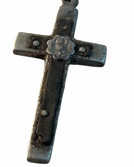 Victorian Crucifix pot metal pendant Antique 1800s