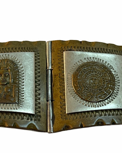 Vintage sterling silver Mayan Aztec Mex Bracelet