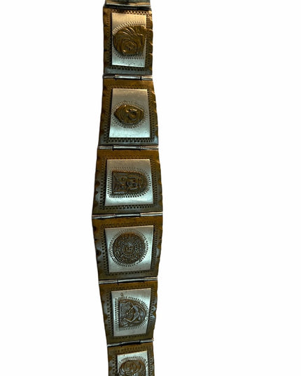 Vintage sterling silver Mayan Aztec Mex Bracelet