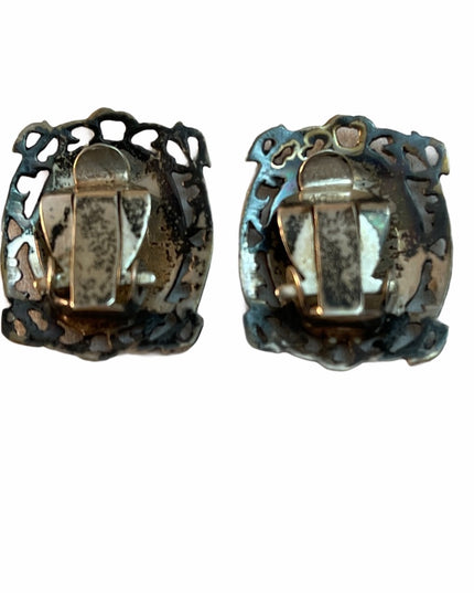Vintage Siam Sterling clip on earrings C1930s