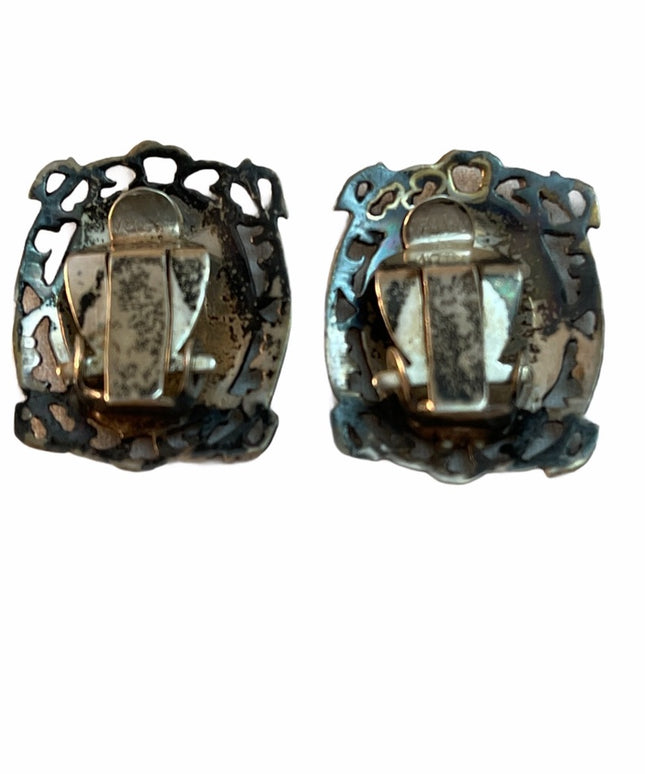 Vintage Siam Sterling clip on earrings C1930s