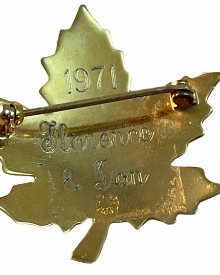 VTG c1970s Sterling GF Maple Leaf Brooch