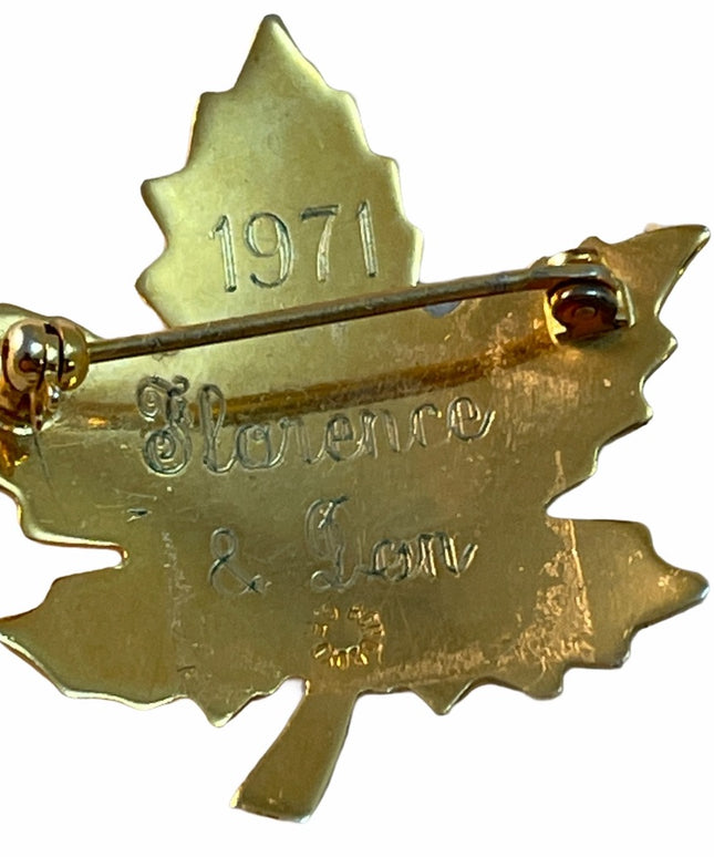 VTG c1970s Sterling GF Maple Leaf Brooch
