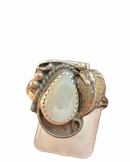 VTG sterling Navajo MOP fancy ring handmade