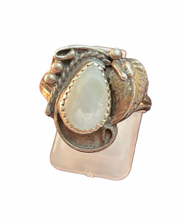 VTG sterling Navajo MOP fancy ring handmade