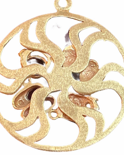 10k Gold Multi Gemsone Medalion pendant