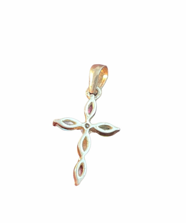 Sterling silver multi gemstone Cross pendant
