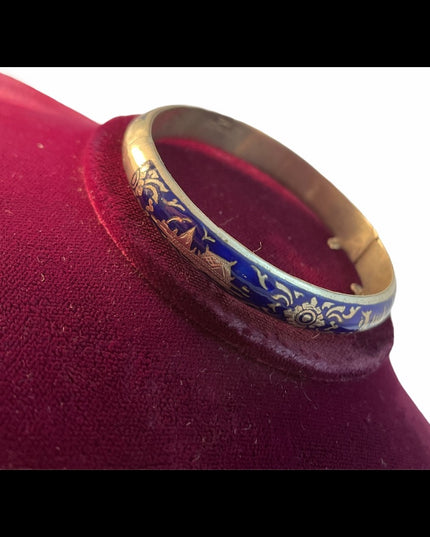 VTG Siam Sterling blue enamel bangle bracelet