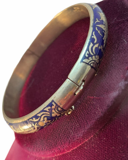 VTG Siam Sterling blue enamel bangle bracelet