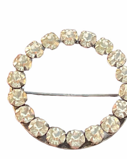 VTG sterling silver Anthony clear crystal brooch